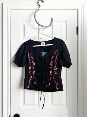NEW: TACH Clothing - Fortunata Black Hand Embroidered Corset Top